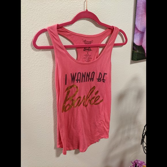 Barbie Tops - Doe Pink "I Wanna Be Barbie" Tank Top Size S